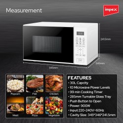 ميكرويف امبكس كهربائي 30 لتر ديجيتال ابيض